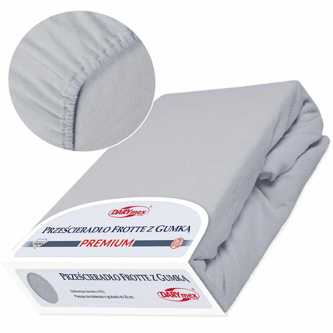 Prześcieradło frotte z gumką 160x200 popielate 024 Premium