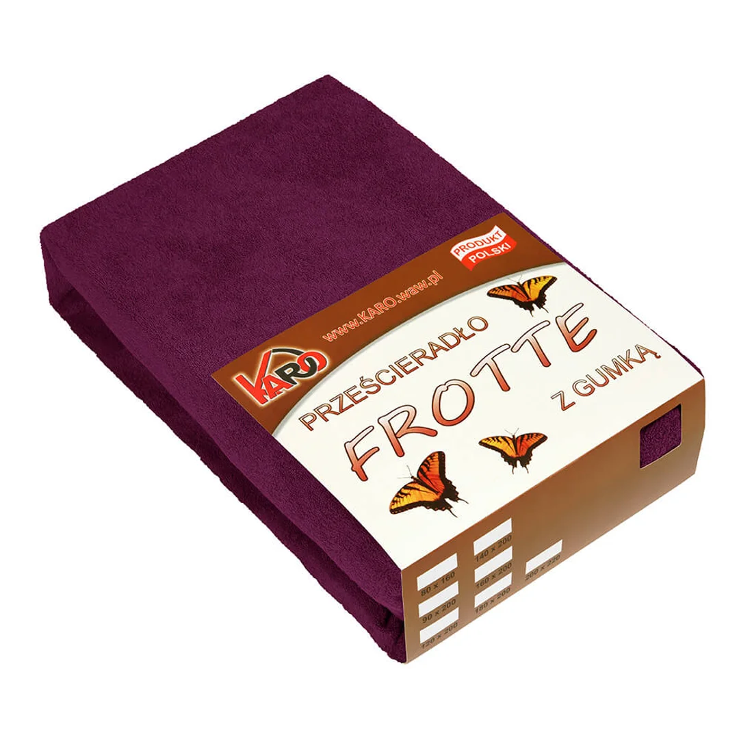 Prześcieradło frotte z gumką 160x200 śliwkowe 027 grube 200g/m2 KARO