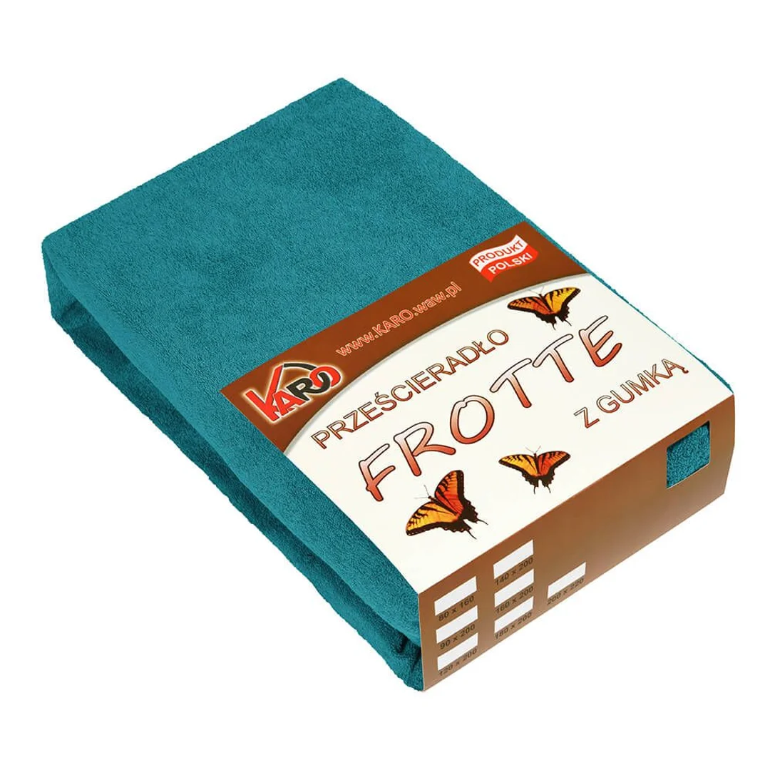 Prześcieradło frotte z gumką 160x200 turkusowe morskie 048 grube 200g/m2 KARO