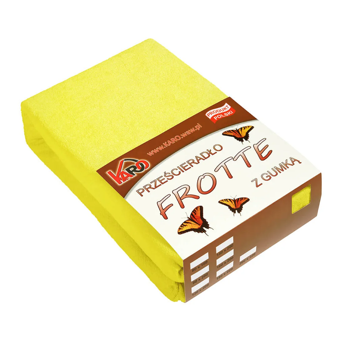 Prześcieradło frotte z gumką 160x200 żółte cytrynowe 004 grube 200g/m2 KARO
