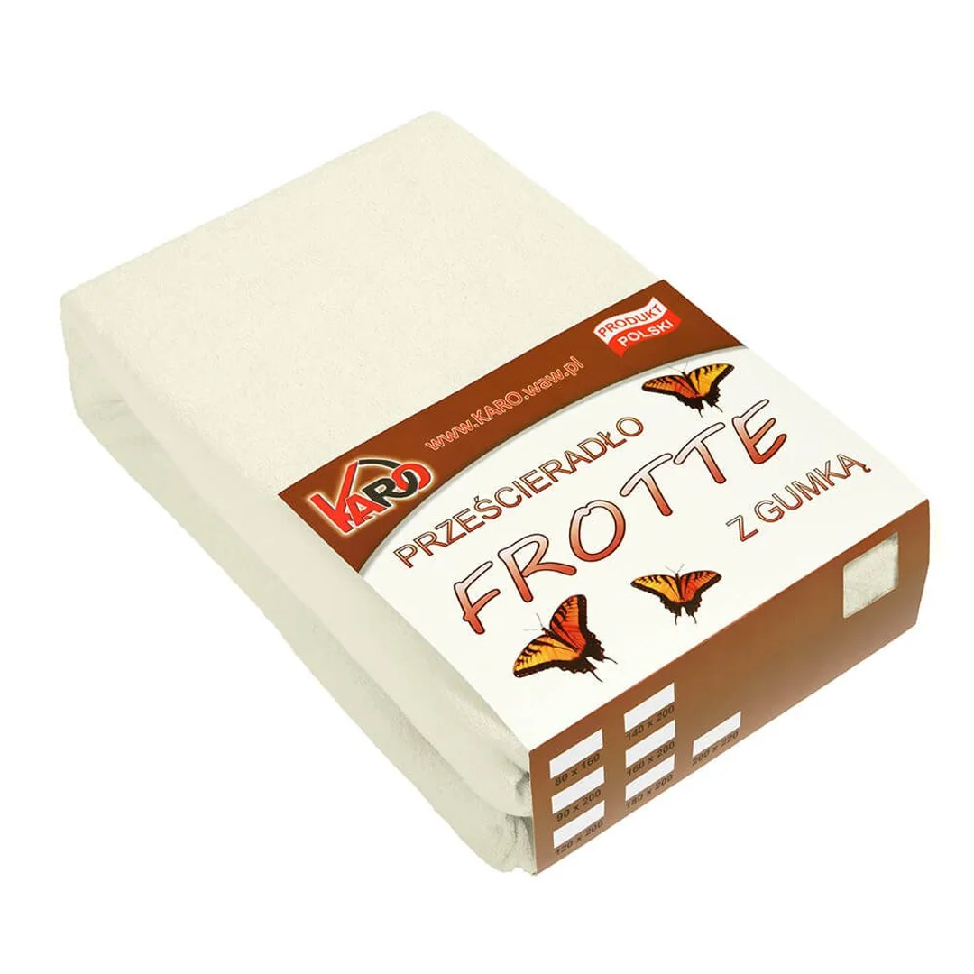 Prześcieradło frotte z gumką 80x200 ekri 002 grube 200g/m2 KARO