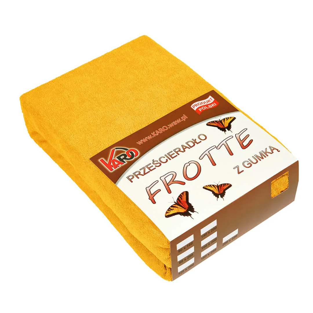 Prześcieradło frotte z gumką 80x200 musztardowe słoneczne 005 grube 200g/m2 KARO