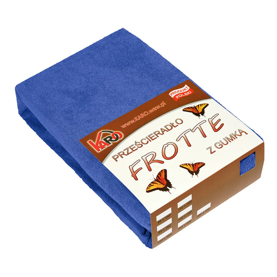 Prześcieradło frotte z gumką 80x200 szafirowe 029 grube 200g/m2 KARO