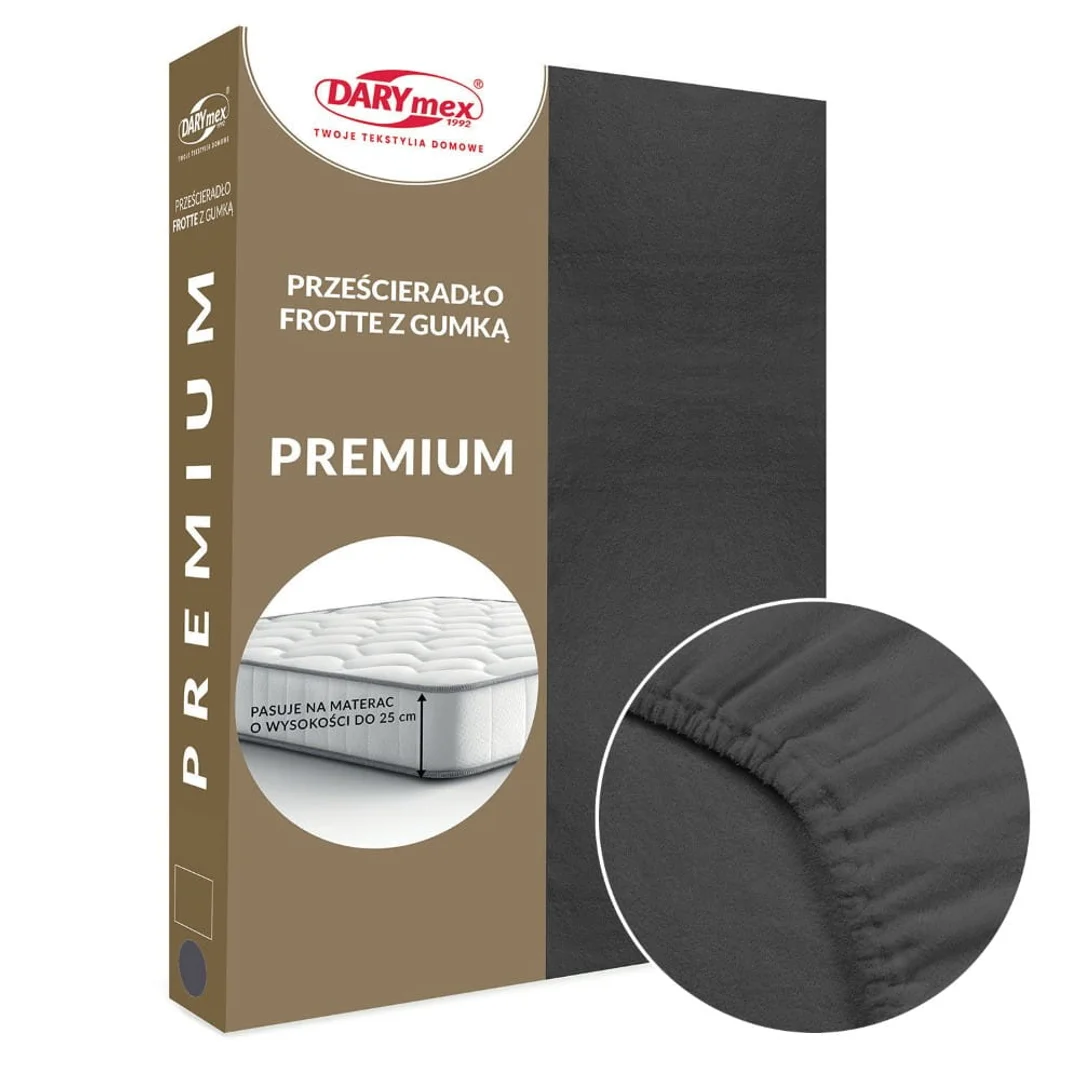 Prześcieradło frotte z gumką 90x200 antracytowe 041 Premium