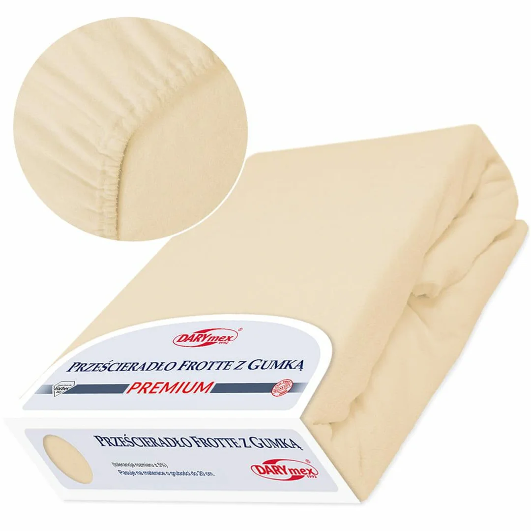 Prześcieradło frotte z gumką 90x200 beżowe jasne 047 Premium
