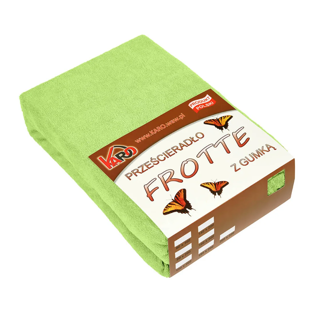 Prześcieradło frotte z gumką 90x200 limonkowe 058 grube 200g/m2 KARO