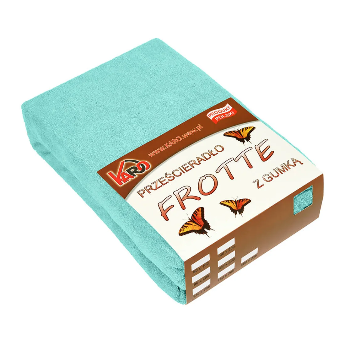 Prześcieradło frotte z gumką 90x200 miętowe 054 grube 200g/m2 KARO