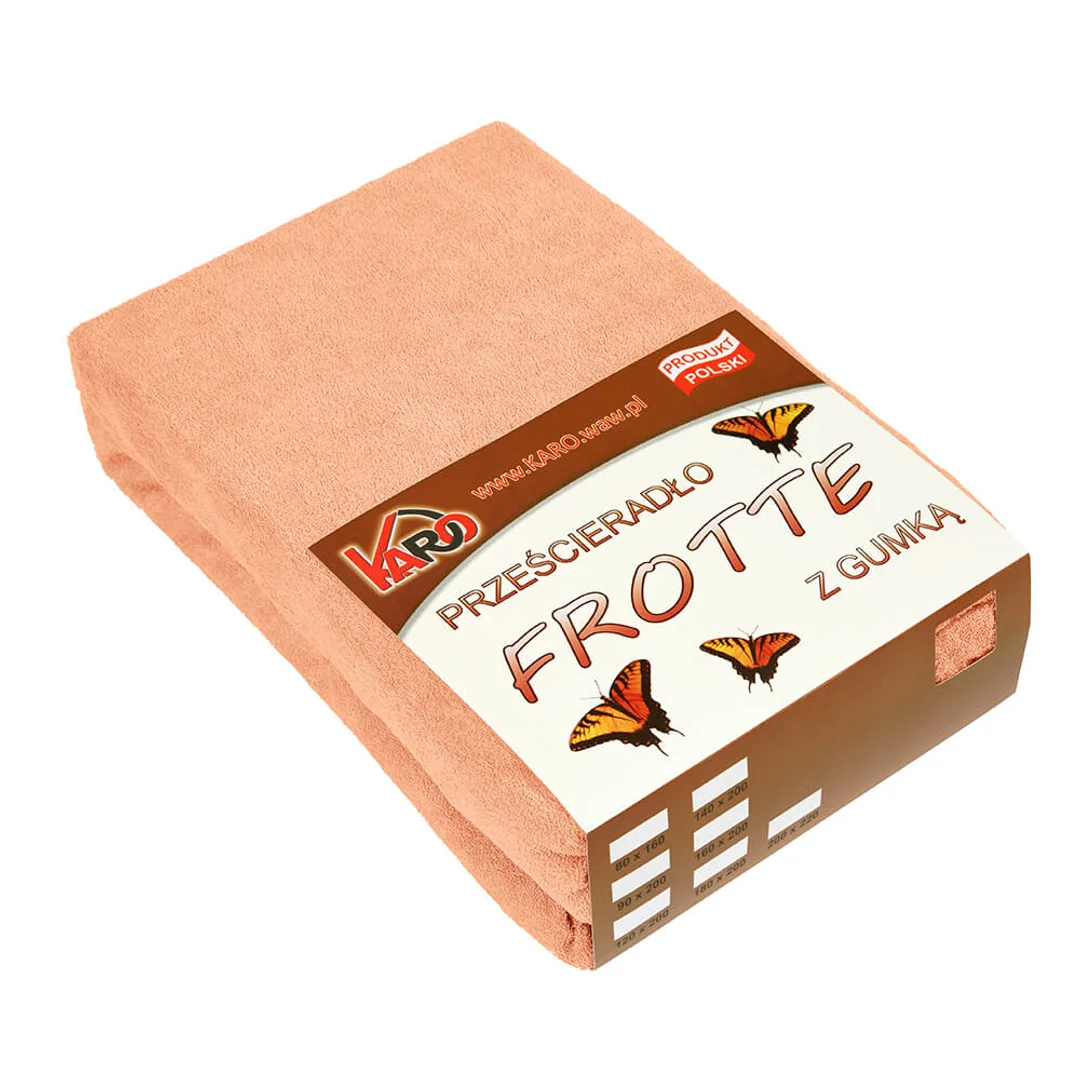 Prześcieradło frotte z gumką 90x200 morelowe 007 grube 200g/m2 KARO