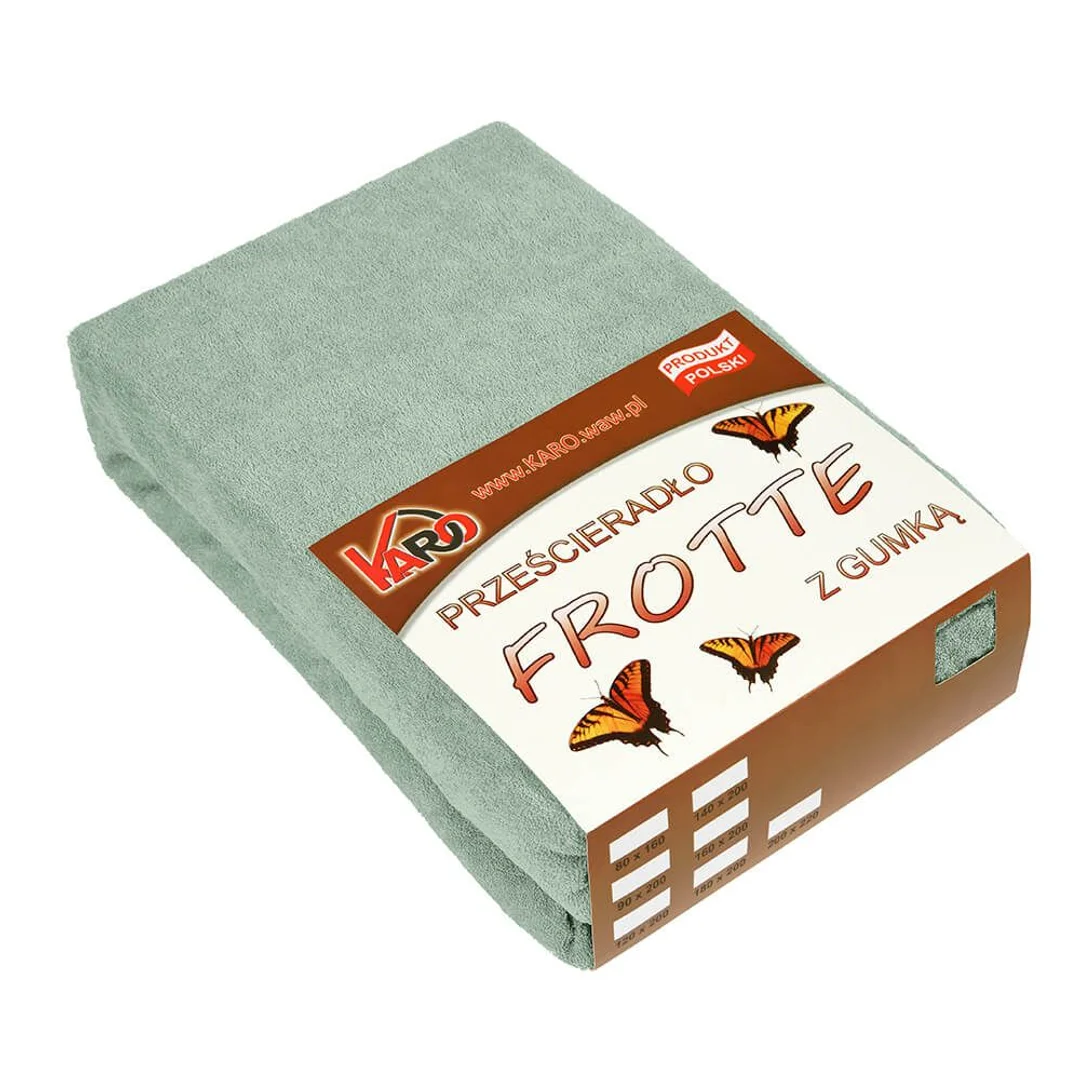 Prześcieradło frotte z gumką 90x200 oliwkowe 013 grube 200g/m2 KARO