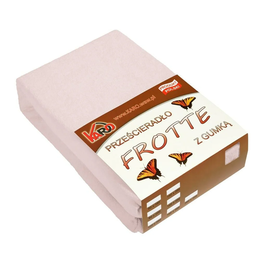Prześcieradło frotte z gumką 90x200 różowe pudrowe 064 grube 200g/m2 KARO