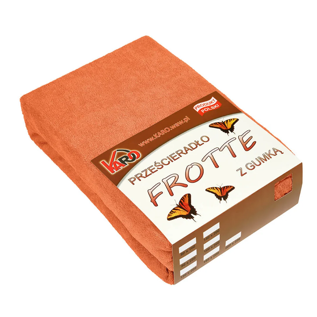 Prześcieradło frotte z gumką 90x200 rude terra 025 grube 200g/m2 KARO