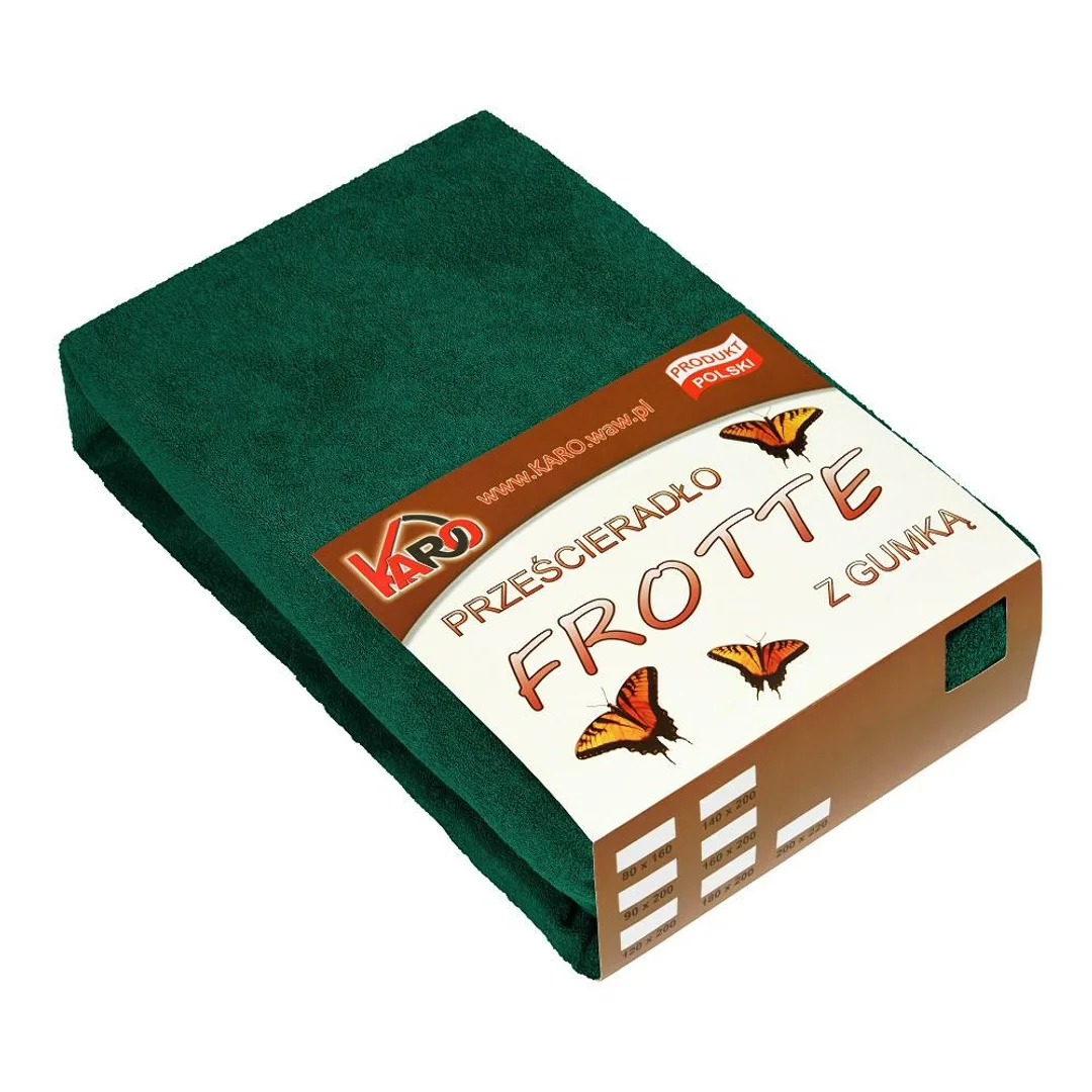 Prześcieradło frotte z gumką 90x200 zielone butelkowe 074 grube 200g/m2 KARO