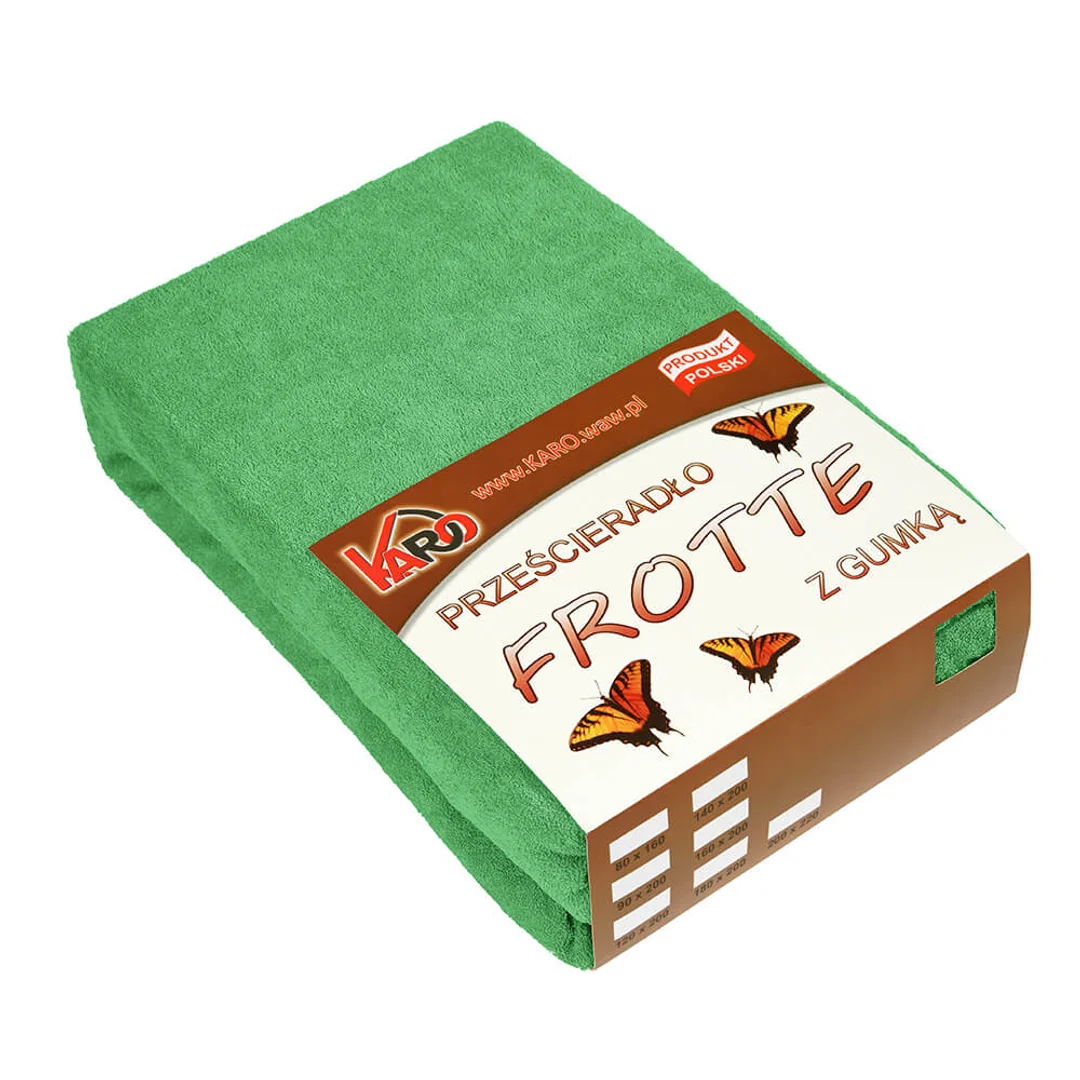 Prześcieradło frotte z gumką 90x200 zielone groszkowe 015 grube 200g/m2 KARO