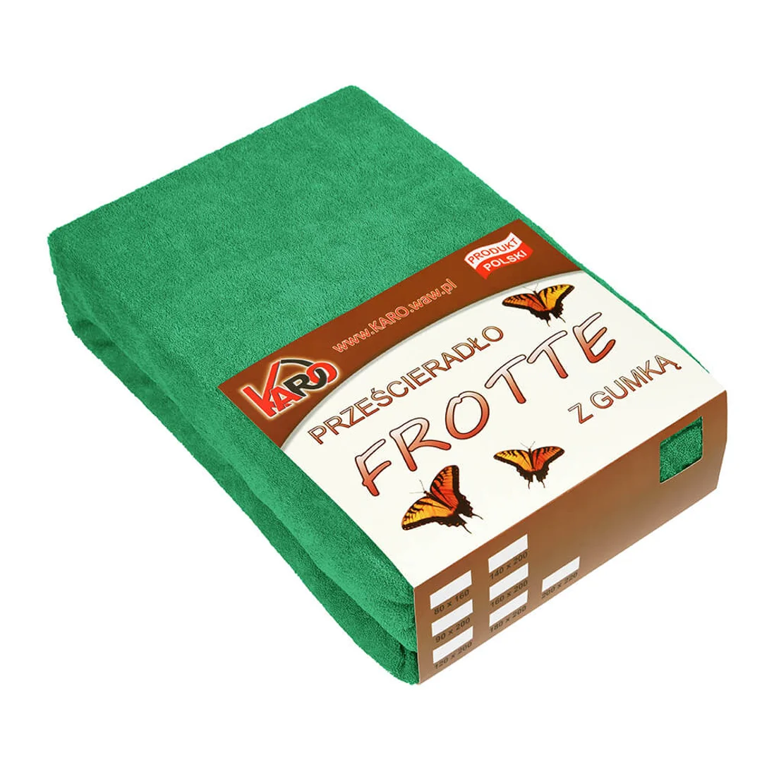 Prześcieradło frotte z gumką 90x200 zielone trawiaste 049 grube 200g/m2 KARO