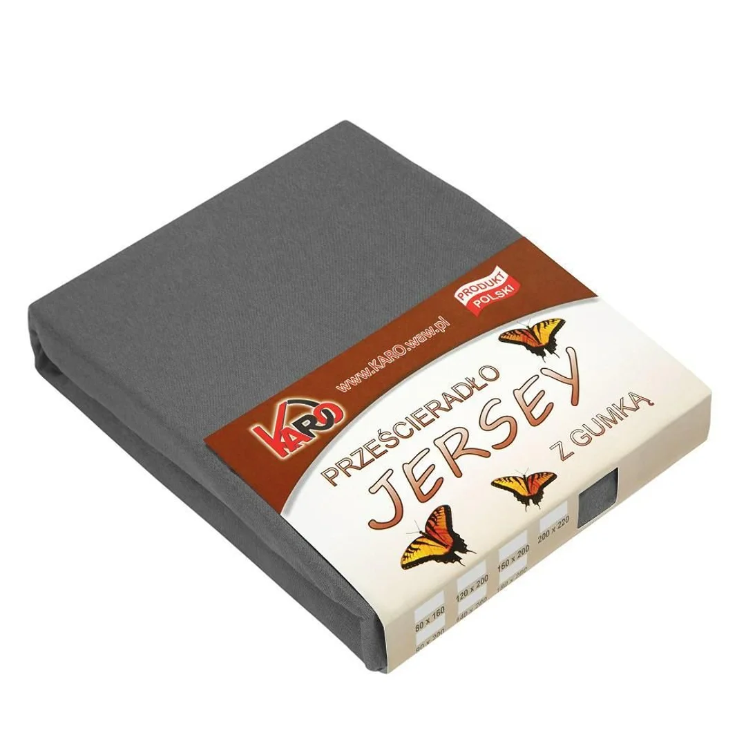 Prześcieradło jersey z gumką 120x200 antracytowe 072 grube 150g/m2 KARO