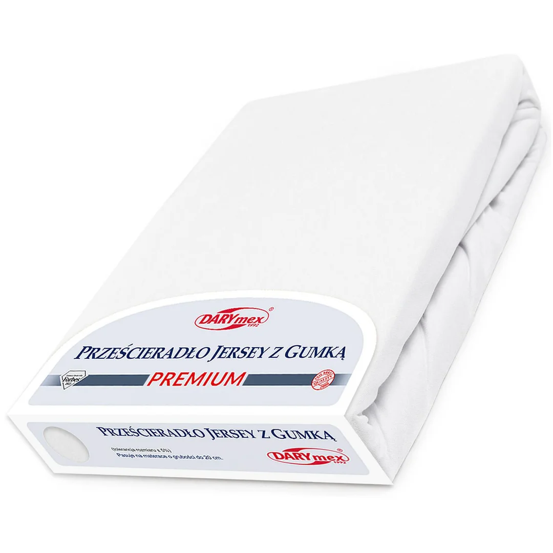 Prześcieradło jersey z gumką 140x200 białe 001 - Kolekcja Premium