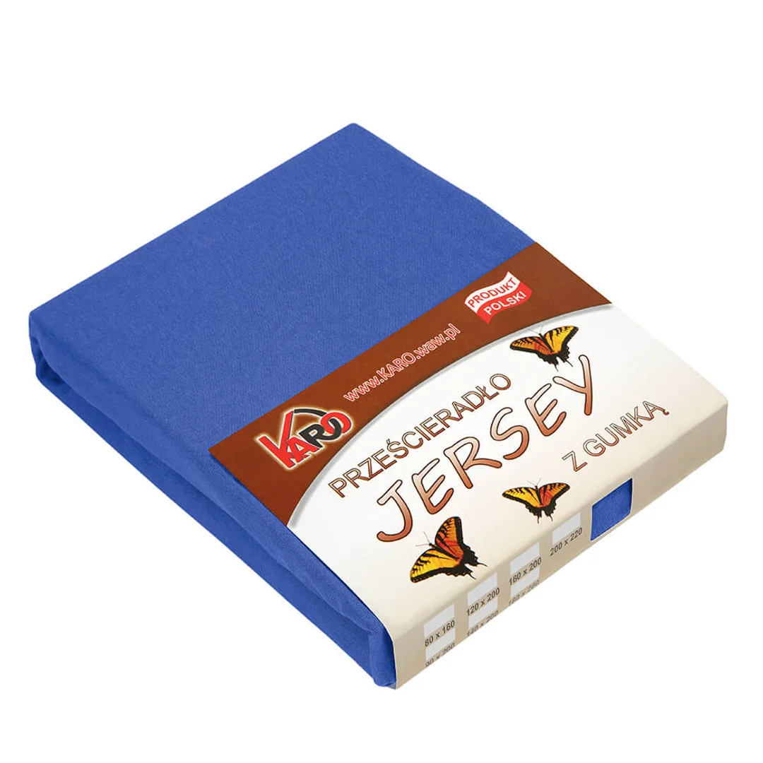 Prześcieradło jersey z gumką 140x200 szafirowe 029 grube 150g/m2 KARO