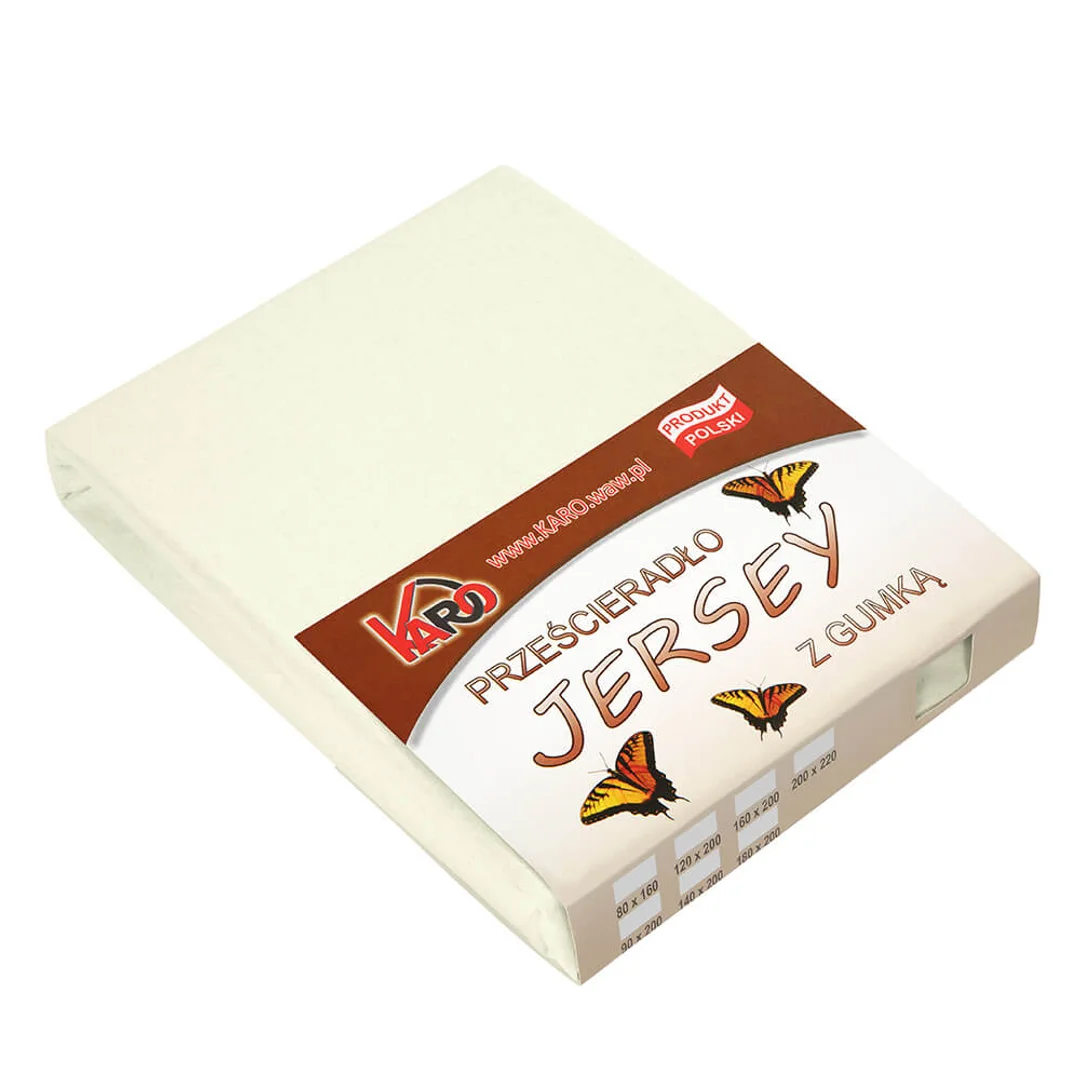 Prześcieradło jersey z gumką 160x200 ekri 002 grube 150g/m2 KARO