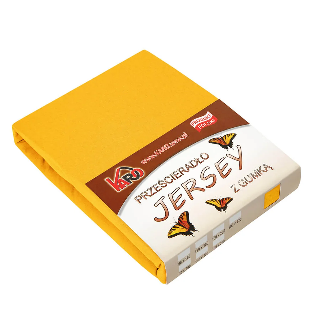 Prześcieradło jersey z gumką 160x200 musztardowe słoneczne 005 grube 150g/m2 KARO