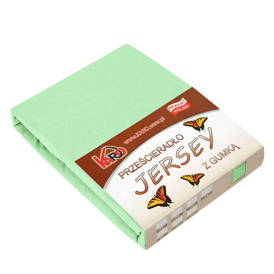 Prześcieradło jersey z gumką 160x200 seledynowe 012 grube 150g/m2 KARO