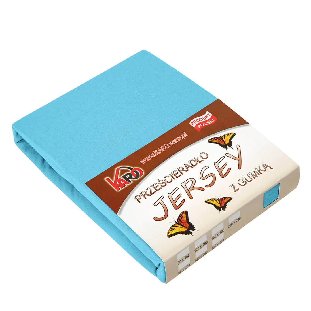 Prześcieradło jersey z gumką 220x240 turkusowe 030 grube 150g/m2 KARO