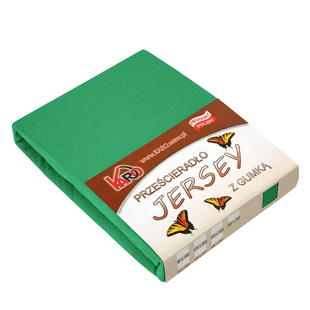 Prześcieradło jersey z gumką 220x240 zielone trawiaste 049 grube 150g/m2 KARO