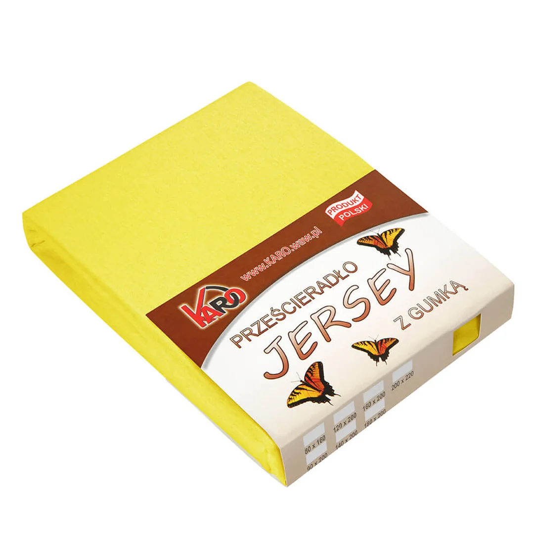 Prześcieradło jersey z gumką 60x120 żółte cytrynowe 004 grube 150g/m2 KARO