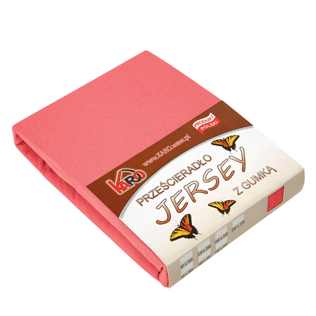 Prześcieradło jersey z gumką 70x140 malinowe 046 grube 150g/m2 KARO