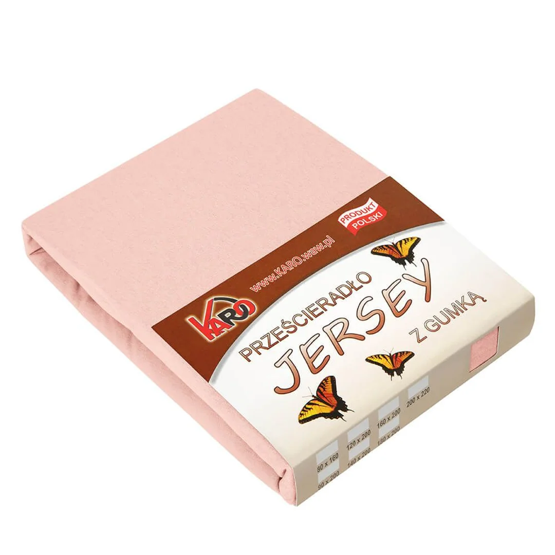 Prześcieradło jersey z gumką 80x160 łososiowe 006 grube 150g/m2 KARO