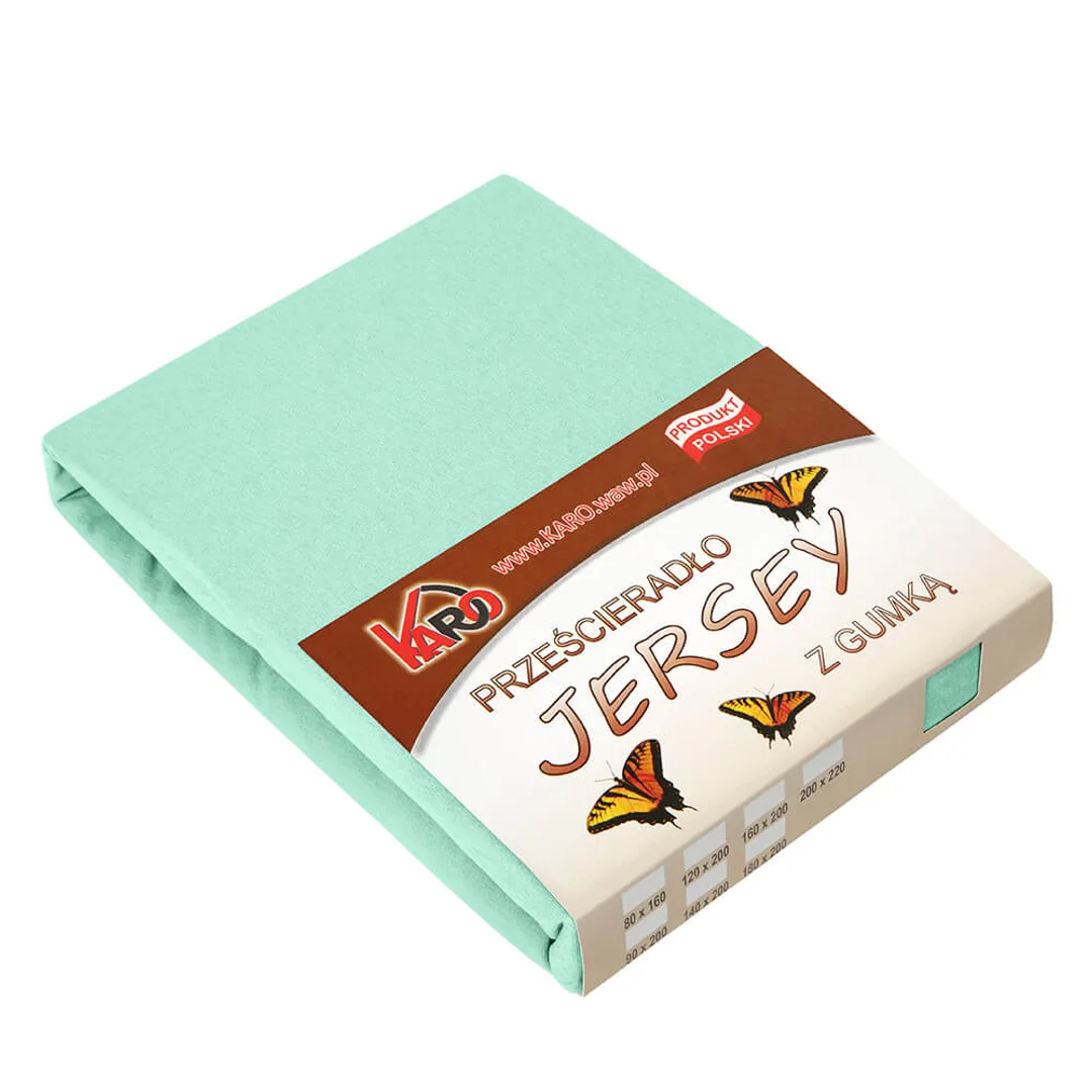 Prześcieradło jersey z gumką 80x160 pistacjowe 014 grube 150g/m2 KARO