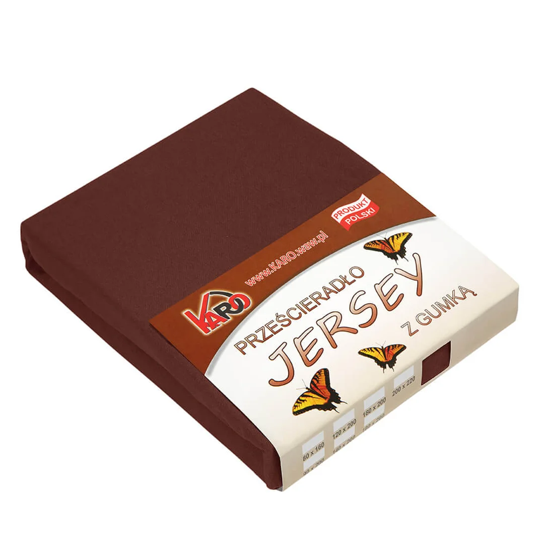 Prześcieradło jersey z gumką 80x200 czekoladowe 042 grube 150g/m2 KARO
