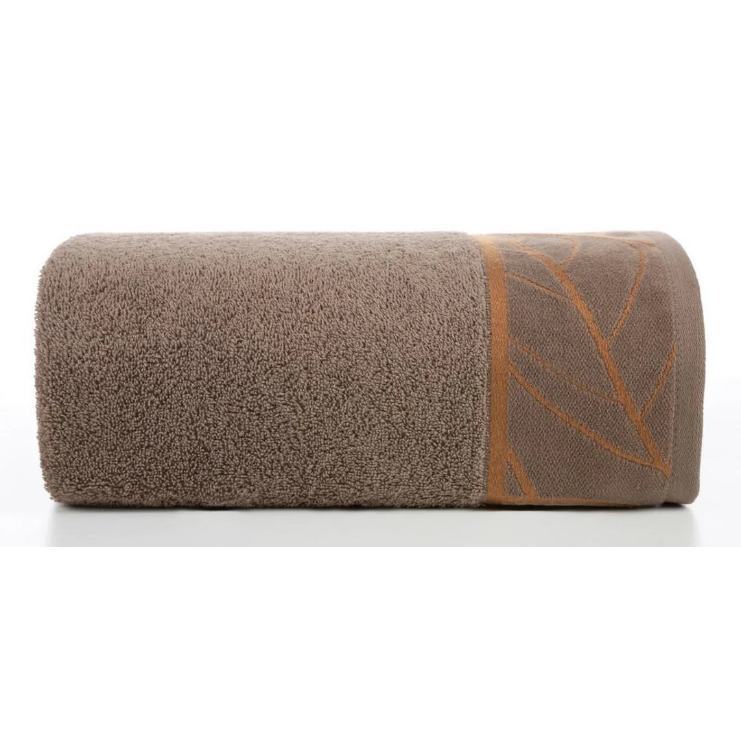 Ręcznik 70x140 Alisma 2 brązowy jasny liście 500g/m2 frotte Limited Collection Eurofirany