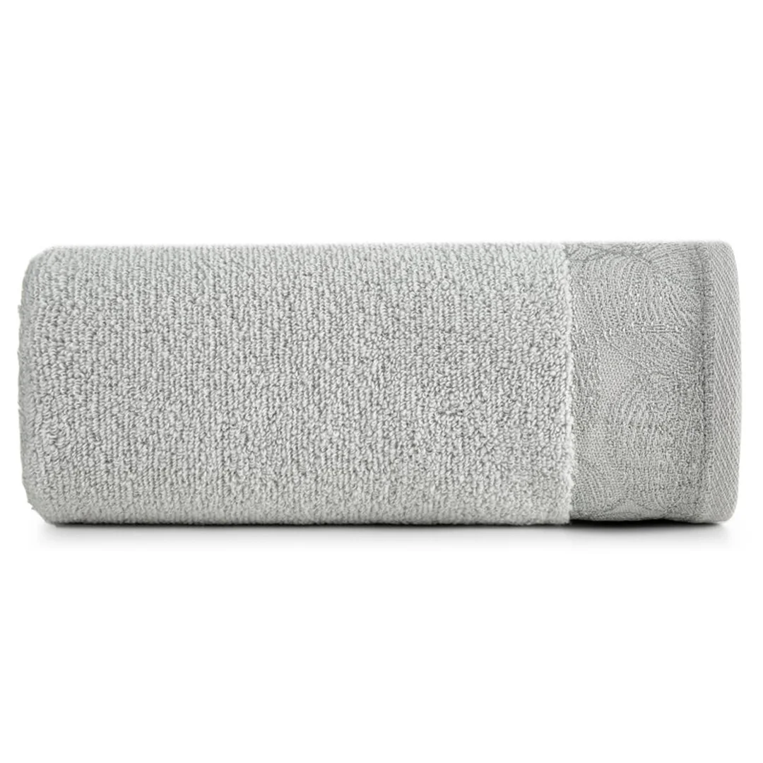 Ręcznik Agis 50x90 srebrny liście frotte 400g/m2 Eurofirany