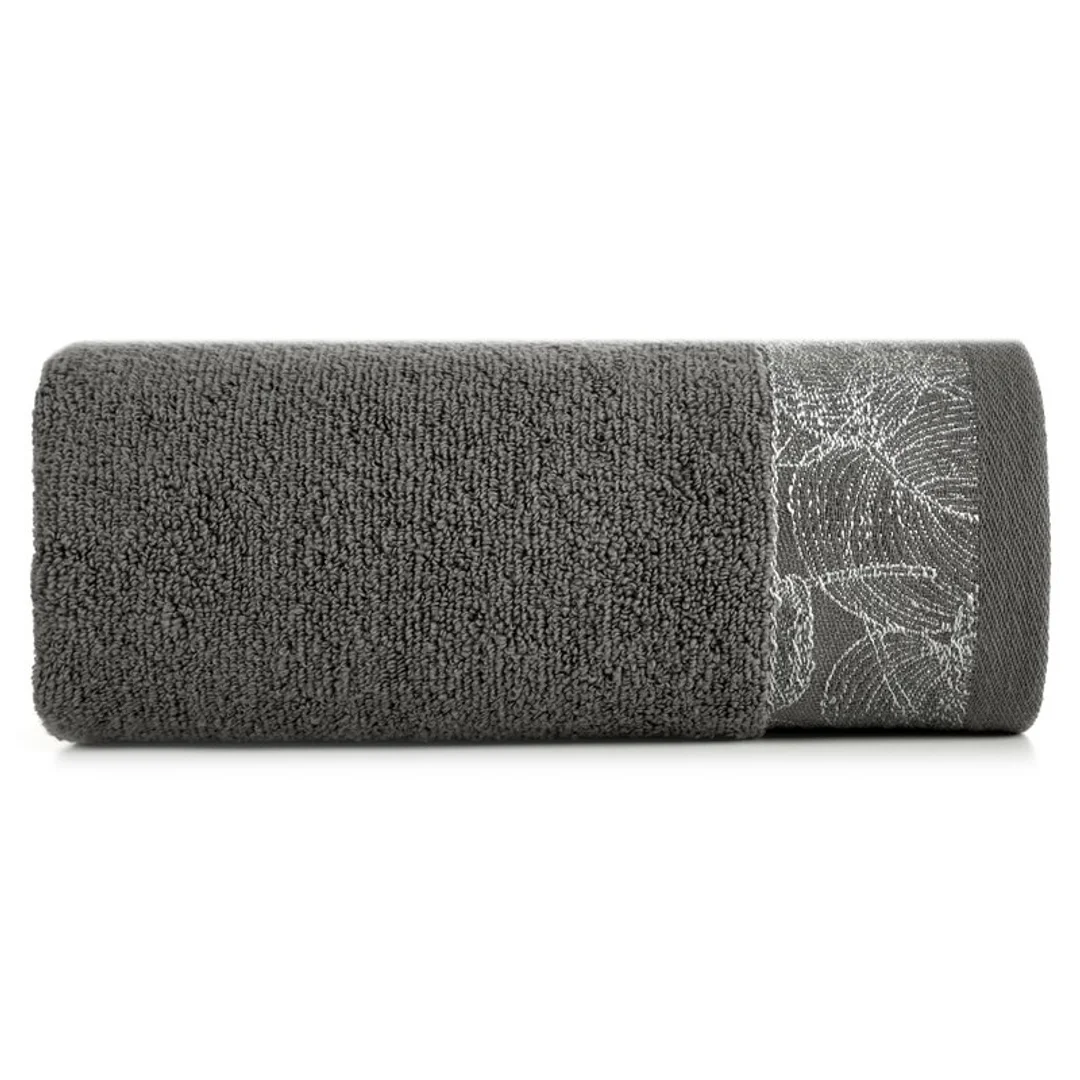 Ręcznik Agis 50x90 stalowy liście frotte 400g/m2 Eurofirany