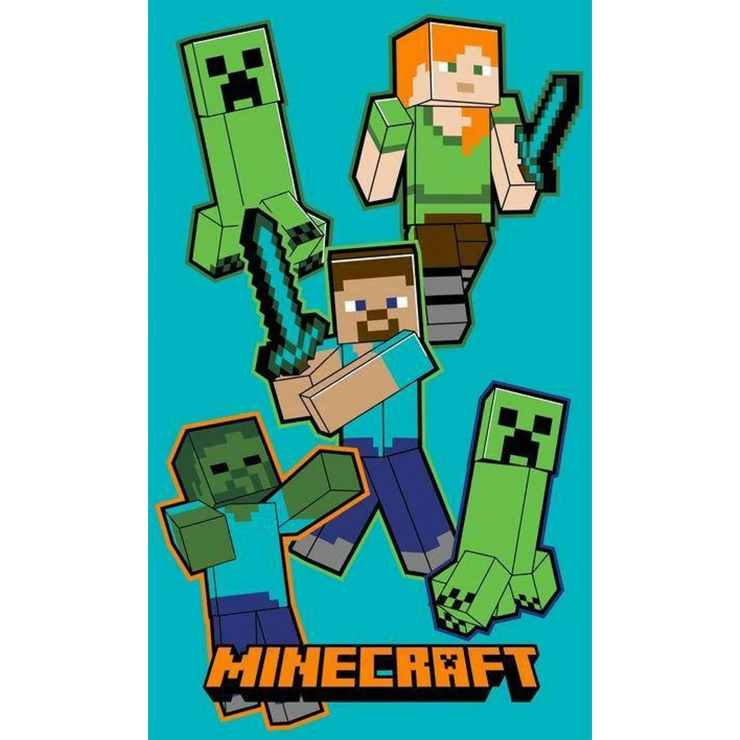 Ręcznik do przedszkola 30x50 Minecraft Crawler niebieski dziecięcy bawełniany JF24