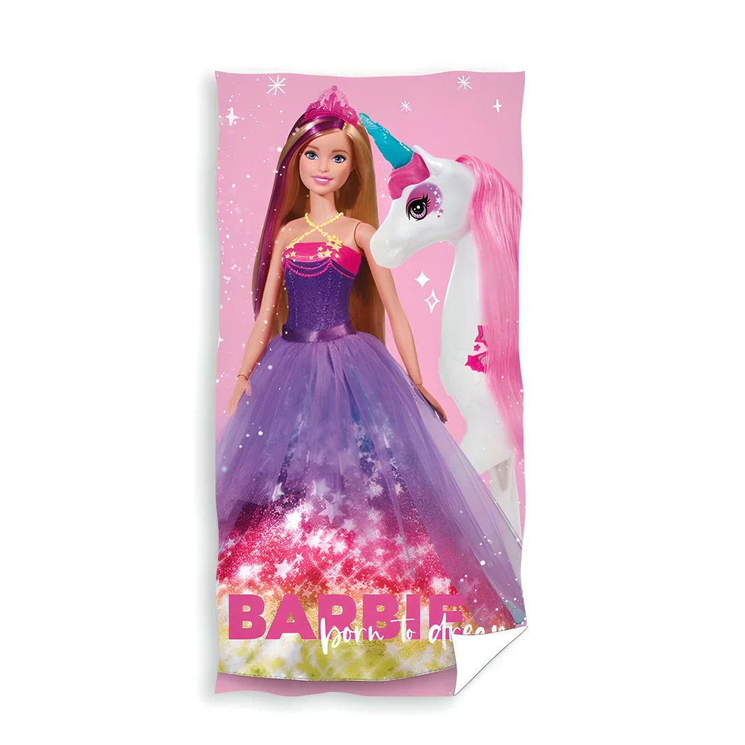 Ręcznik dziecięcy 70x140 Barbie różowy plażowy bawełniany C24