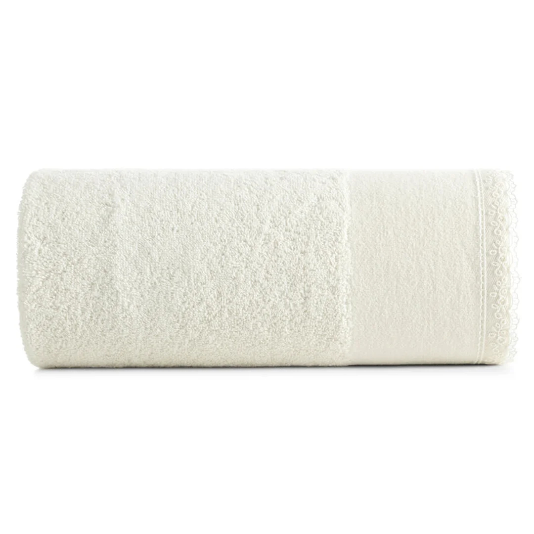 Ręcznik Emi 70x140 kremowy 02 zdobiony bordiurą frotte 500 g/m2 Eurofirany
