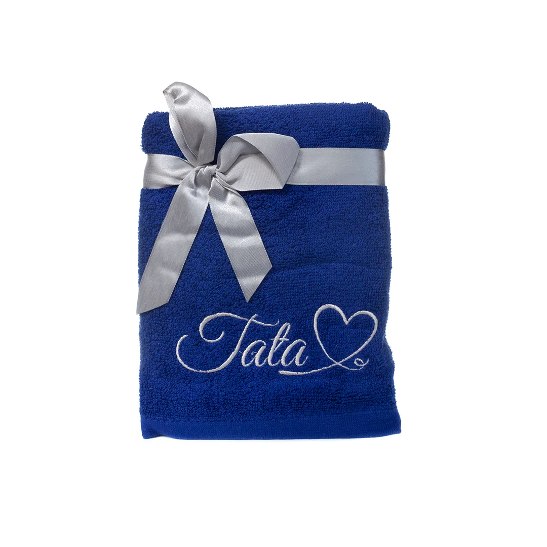 Ręcznik Haft Tata 50x90 granatowy 001 450 g/m2 Faro