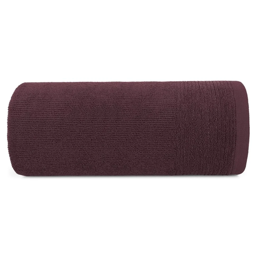 Ręcznik Lari 8 50x90 burgundowy z ozdobną bordiurą przetykaną błyszczącą nicią 500 g/m2 Eurofirany