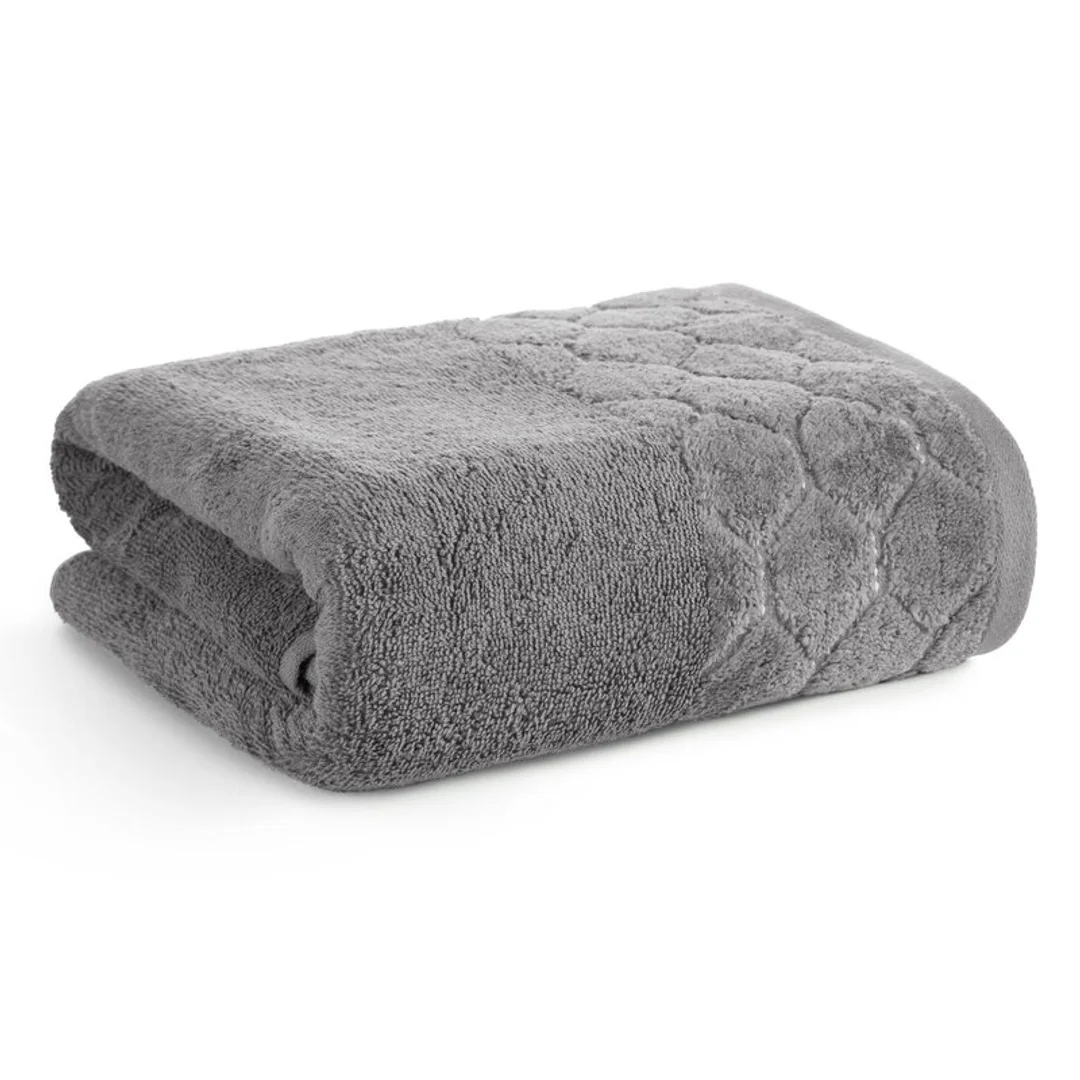 Ręcznik Lumia 70x140 04 stalowy z welurową bordiurą w geometryczny wzór 510 g/m2 Eurofirany