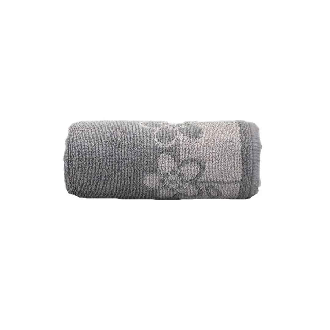 Ręcznik Paloma 2 50x100 popielaty kwiatki 450g/m2 Greno