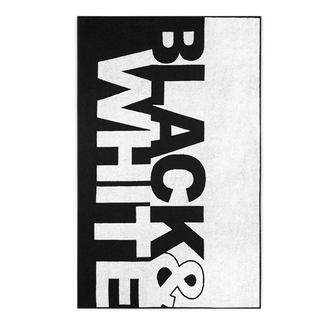 Ręcznik plażowy 100x160 Black&White czarny biały napis bawełniany frotte plaża 2 Zwoltex 22