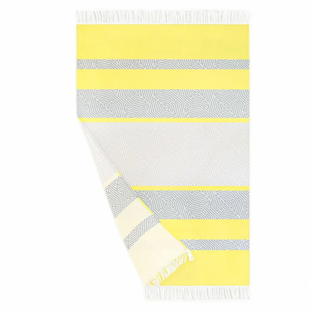 Ręcznik plażowy 100x160 Fouta Malaga żółty szary Zwoltex