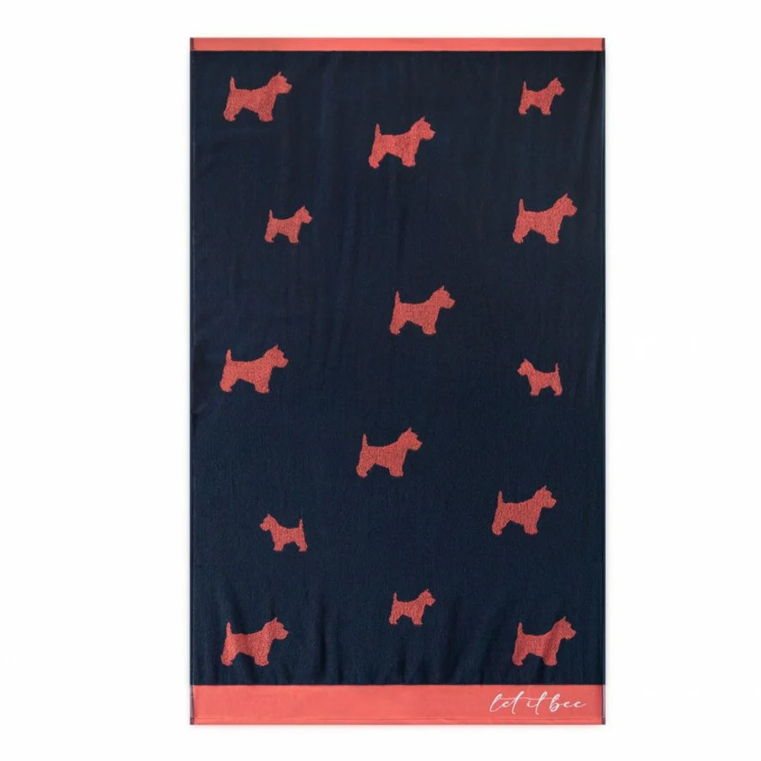 Ręcznik plażowy 100x160 Let it Bee Dogs granatowy czerwony 380g/m2 Zwoltex