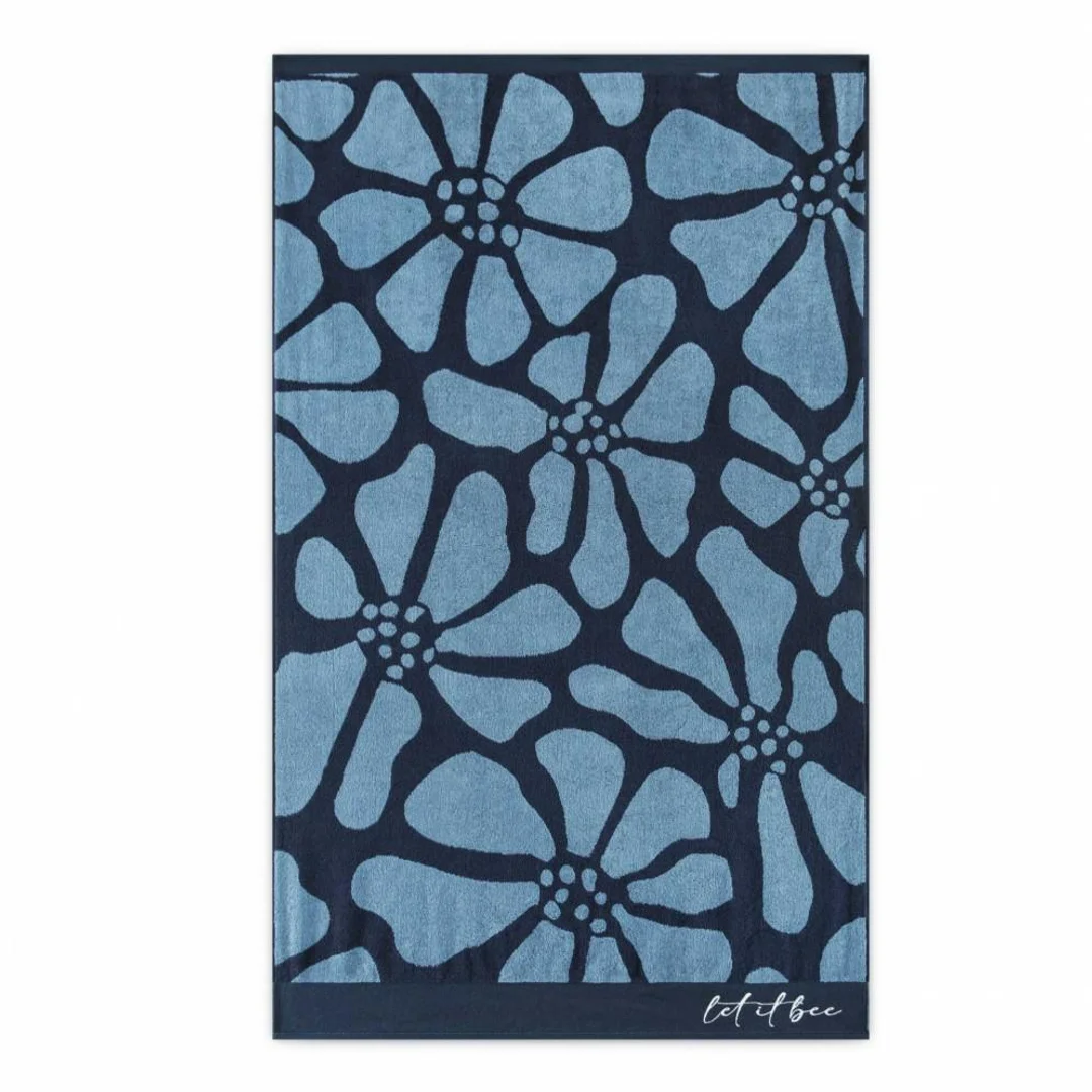 Ręcznik plażowy 100x160 Let it Bee Flowers niebieski 380g/m2 Zwoltex
