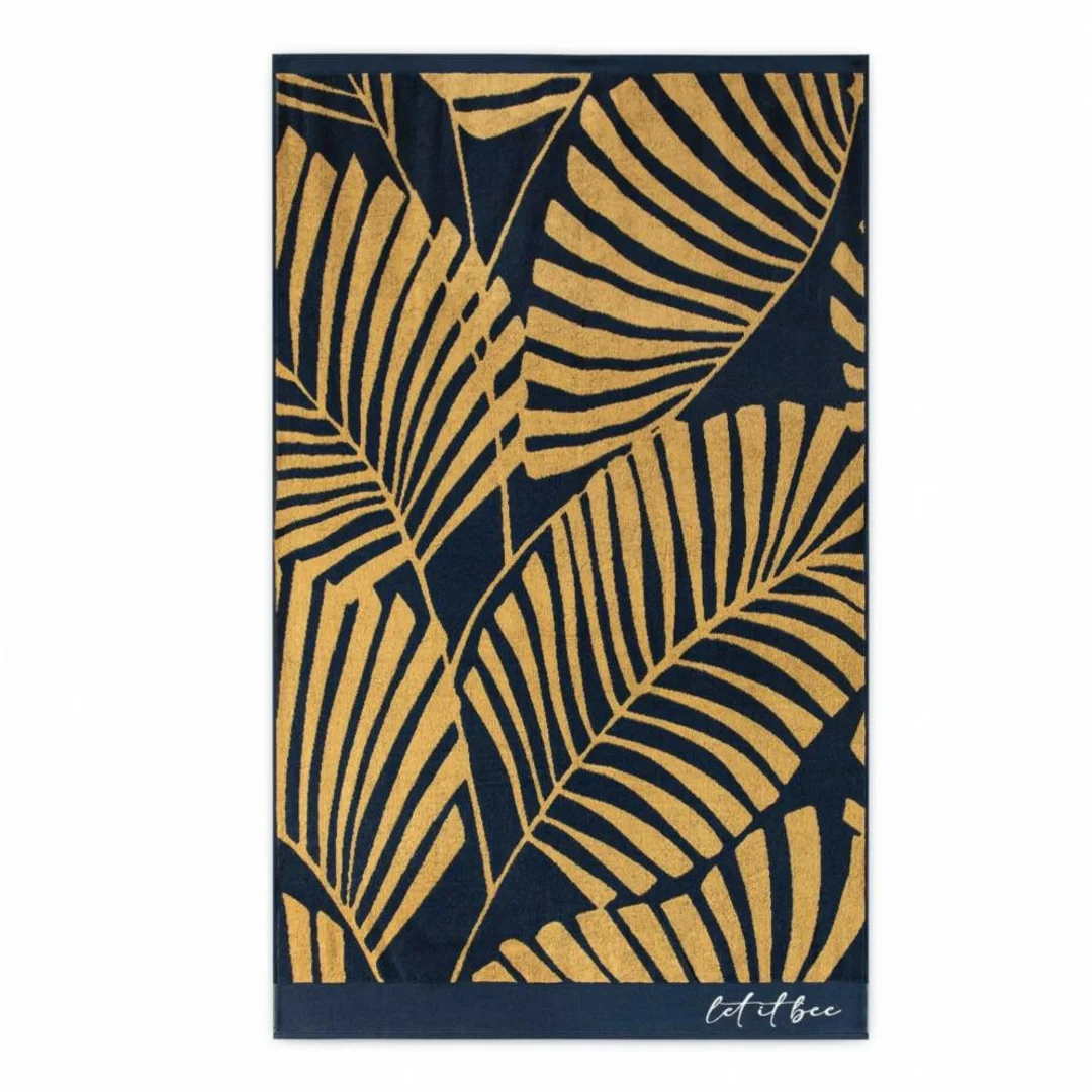 Ręcznik plażowy 100x160 Let it Bee Palms granatowy miodowy 380g/m2 Zwoltex