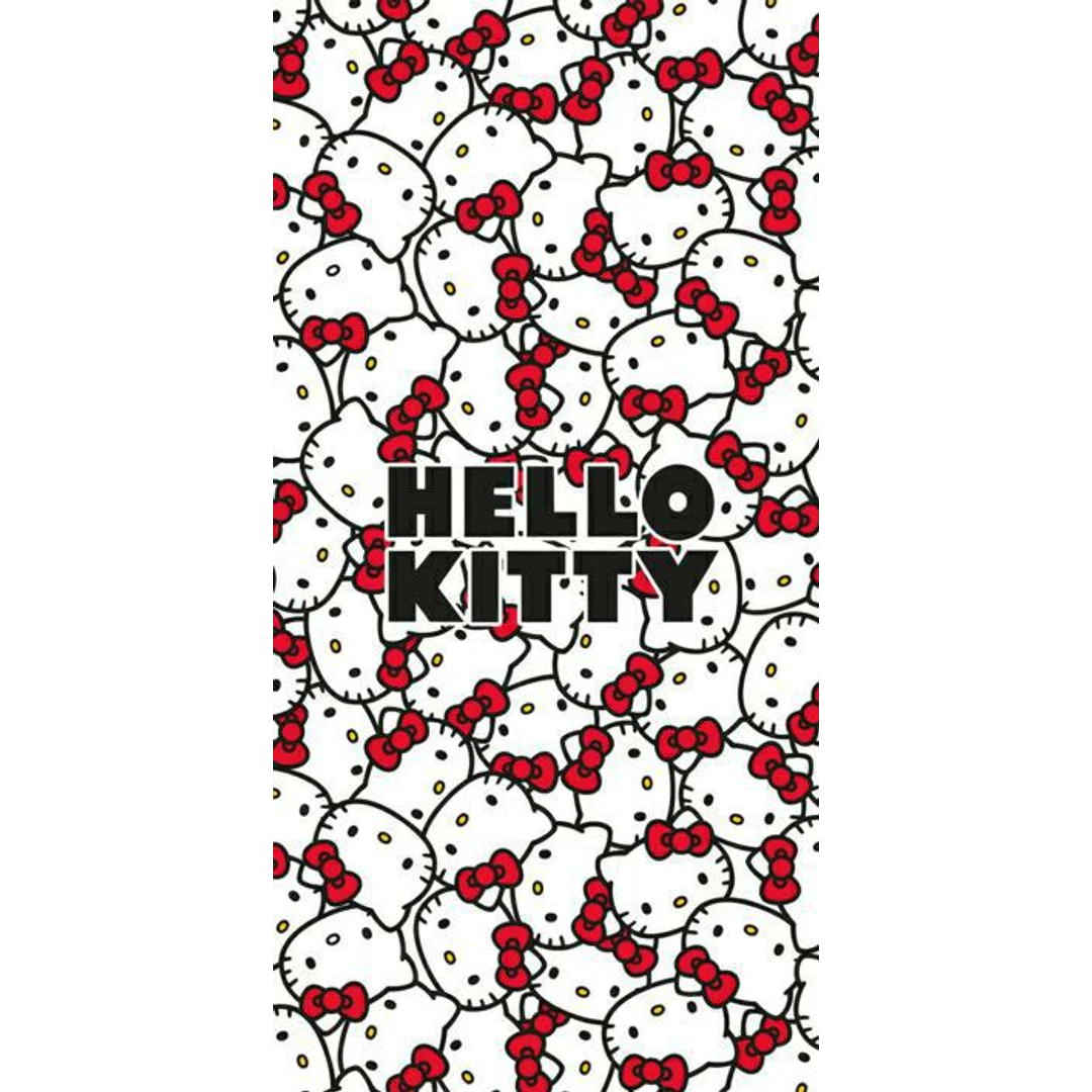 Ręcznik plażowy 70 x40 Hello Kitty kotki kokardki czerwone biały czarny bawełniany Kids25