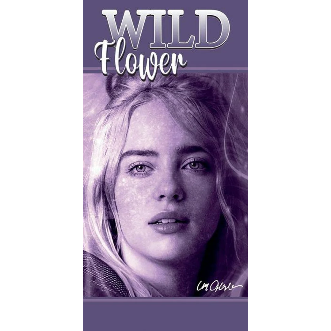 Ręcznik plażowy 70x140 Billie Eilish fioletowy bawełniany Kids25