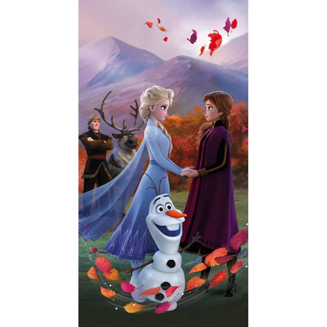 Ręcznik plażowy 70x140 Frozen 2 Kraina Lodu 9619 Anna Elsa Olaf na wietrze dziecięcy