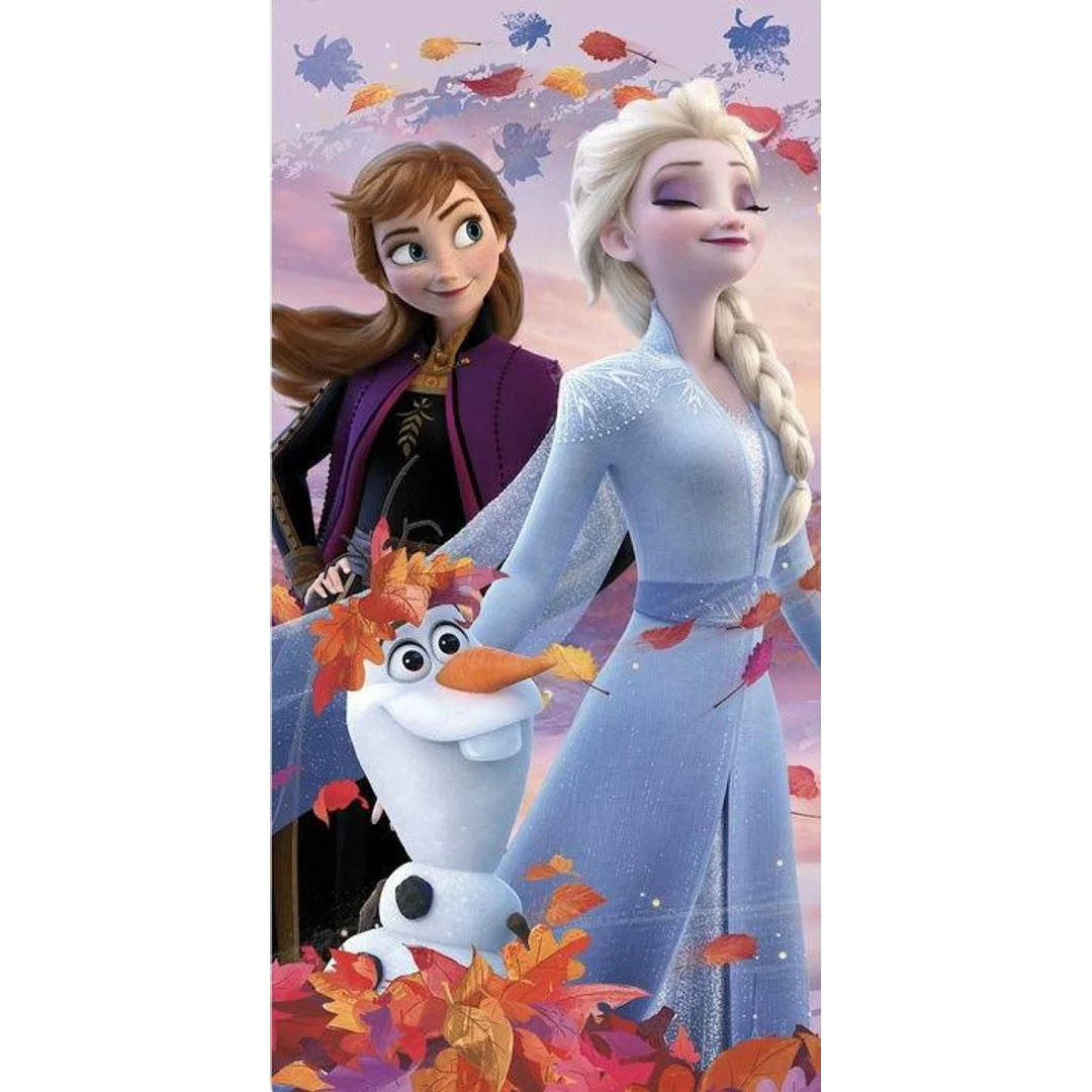 Ręcznik plażowy 70x140 Frozen Kraina Lodu Anna i Elsa fioletowy dziecięcy bawełniany Kids25